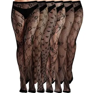 Vidroxin 6 Pairs Patterned Tights for Women,Fun Lace Tights,High Elastic Cute Y2k Style Waist Tight with Design for Halloween