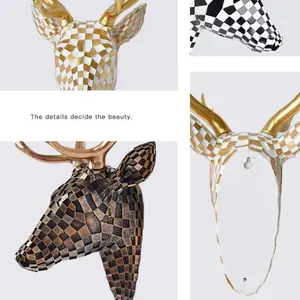Modern Mosaic Deer Head Wall Hanging, Art Resin Sculpture, Elegant Home Decor for Living Room, Office, Cabin, Christmas, Halloween