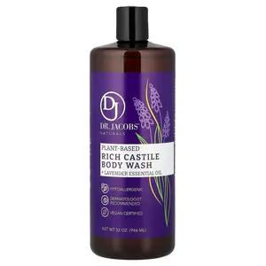 Dr. Jacobs Naturals Plant-Based Rich Castile Body Wash, Lavender Essential Oil, 32 oz (946 ml)