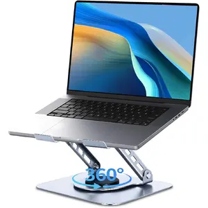 Ergonomic Laptop Stand for Desk, 360° Rotating Aluminum Laptop Riser, Adjustable Notebook Holder for MacBook Air/Pro, Dell, HP, Lenovo (10–15.6", Silver) – Not for Gaming Laptops