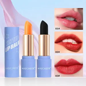 Maycheer Color Changing Lipstick Balm in Blue Tube, Moisturizing and Long-Lasting, Multi-Color Pigmentation, 2-In-1 Lipstick and Balm