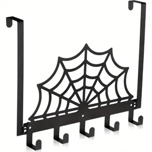 Gothic Spiderweb Over the Door Hook Shelf - Halloween Wall Art & Bathroom Towel Rack Organizer - Heavy Duty No-Drill Clothes Hanger - Ideal Gift for Dark Decor & Spooky Vibe Enthusiasts