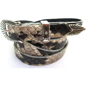 Western Hatband Black & White Genuine Python Snake  with 3 count Buckle Set