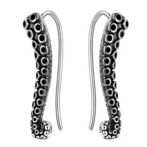 OIDEA Octopus Ear Cuff Climber Earrings Stainless Steel Gothic Punk No Piercing Wrap Earrings for Men Women Silver