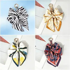 Argyle Twilly Bag Charm - Luxury Satin Bow Keychain, Versatile Luggage & Bag Accessory, Viral Aesthetic Decorative Pendant