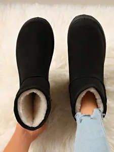 Women's Winter Snow Boots, Retro Fashion Casual Short Booties, Warm Rubber Sole, Textile Upper, Above Ankle Below Knee Style, Winter Boot Shoes