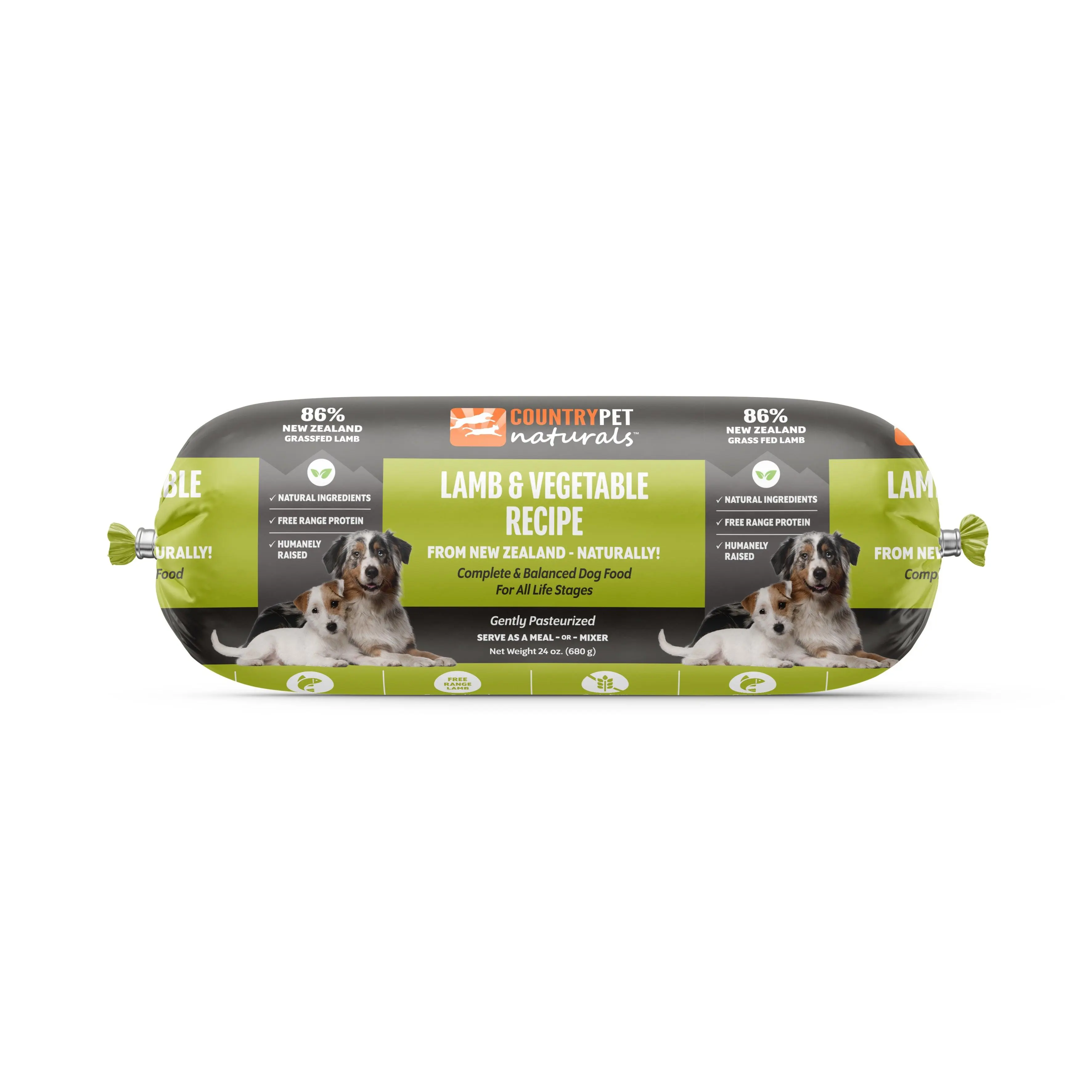 New Zealand Grass-Fed Lamb & Vegetable Frozen Dog Food - 1.5lb Rolls (8 Rolls Per Case)
