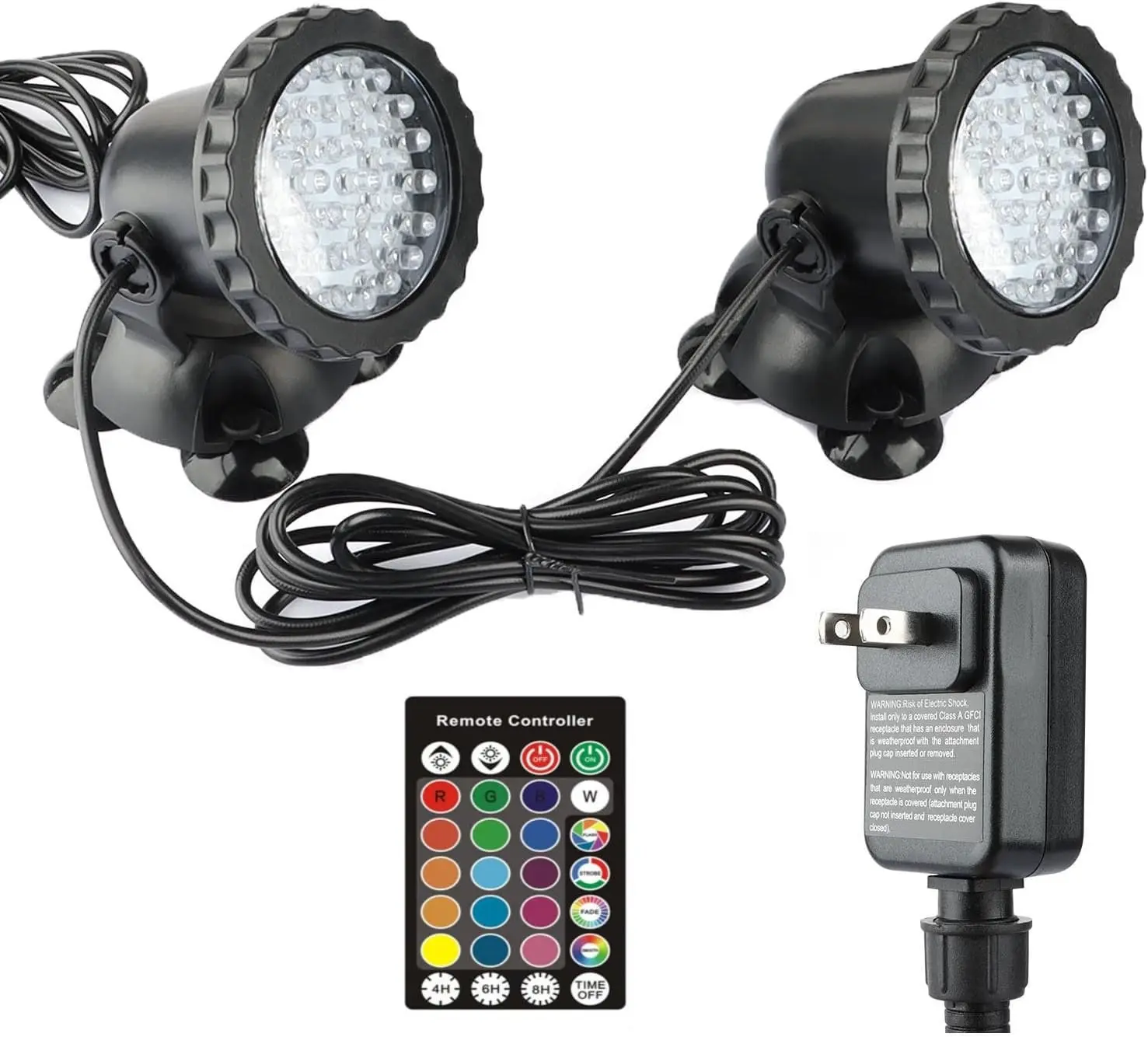 RGB Pond Light, Color Changing Fountain Lights Submersible Pond Lights, IP68 Waterproof Multi-Color Dimmable Used for Yard Spotlights Fish Pond Decoration (2 Lights)
