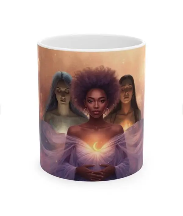 Sacred Woman Mug — Divine Feminine Cosmic Art Coffee Cup for Rituals, Morning Magic & Goddess Energy