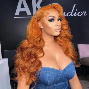 26 Inch Orange Lace Front Wigs, Gorgeous Fluffy Wigs, Synthetic HD Lace Front Wigs, Natural and Realistic Long Wavy Glueless Wigs for Women, Glueless Curly Wig, Hair Extensions
