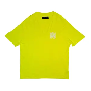 Amiri MA Logo Short Sleeve Tee Shirt Lime Green White