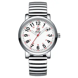 Blekon Original Nurse Watch - Silver Stretch Band, Easy Read Dial, Second Hand, Water Resistant Watch (Can Only Fit 6-8 Inch Wrists)