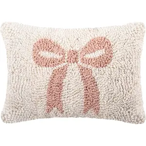 Mother's Day Handicraft Bow Throw Pillow 12'' x 8'' Coquette Needlepoint Throw Pillow Cute Bow Mother's Day Gift for Home Decoration, Couples, Wedding, Room Cushion
