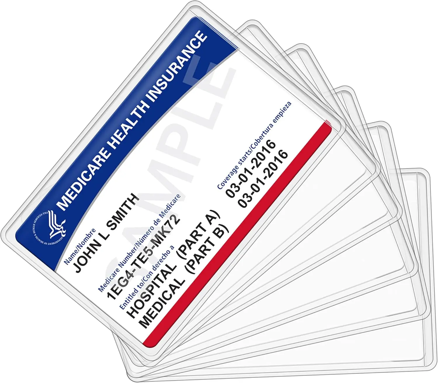 16-Pack 12 Mil Clear Waterproof Protector Sleeves, for Medicare, Social Security, Credit & Business Cards, Premium Office Stationery Supplies Organizer