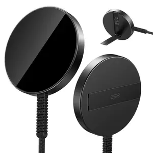 ESR for Magsafe Charger with Kickstand, 15W Wireless Charger for iPhone 15/14/13/12, AirPods 4/3/Pro/Pro 2,Galaxy S25,Strong Magnetic Charging Pad with Type-C Cable