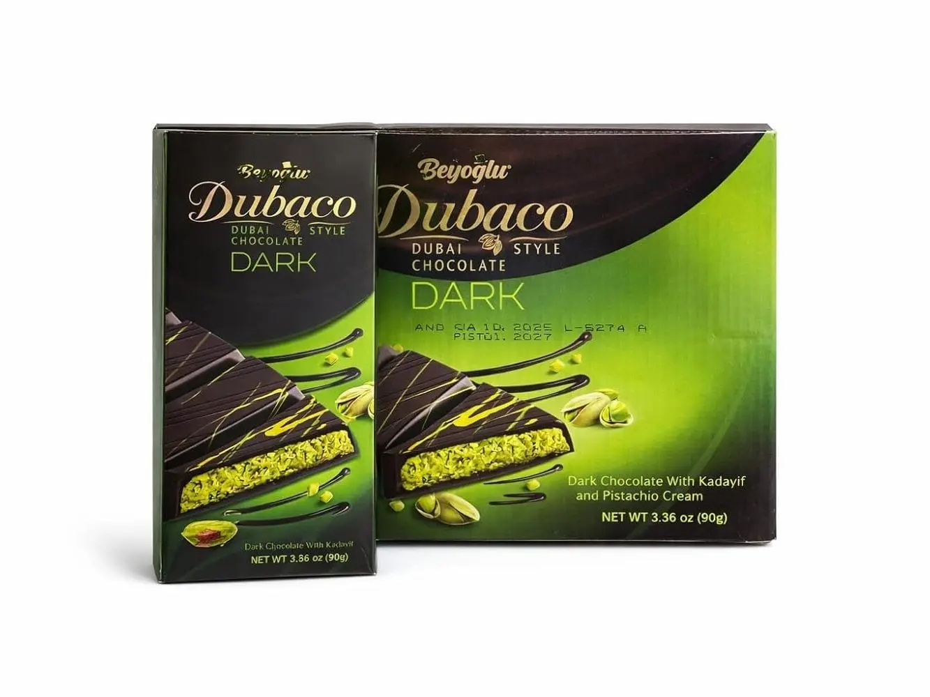 Beyoglu Dubaco Premium Dubai Style Dark Chocolate with Pistachio Cream & Crispy Kadaif - 7.05 oz (200g)