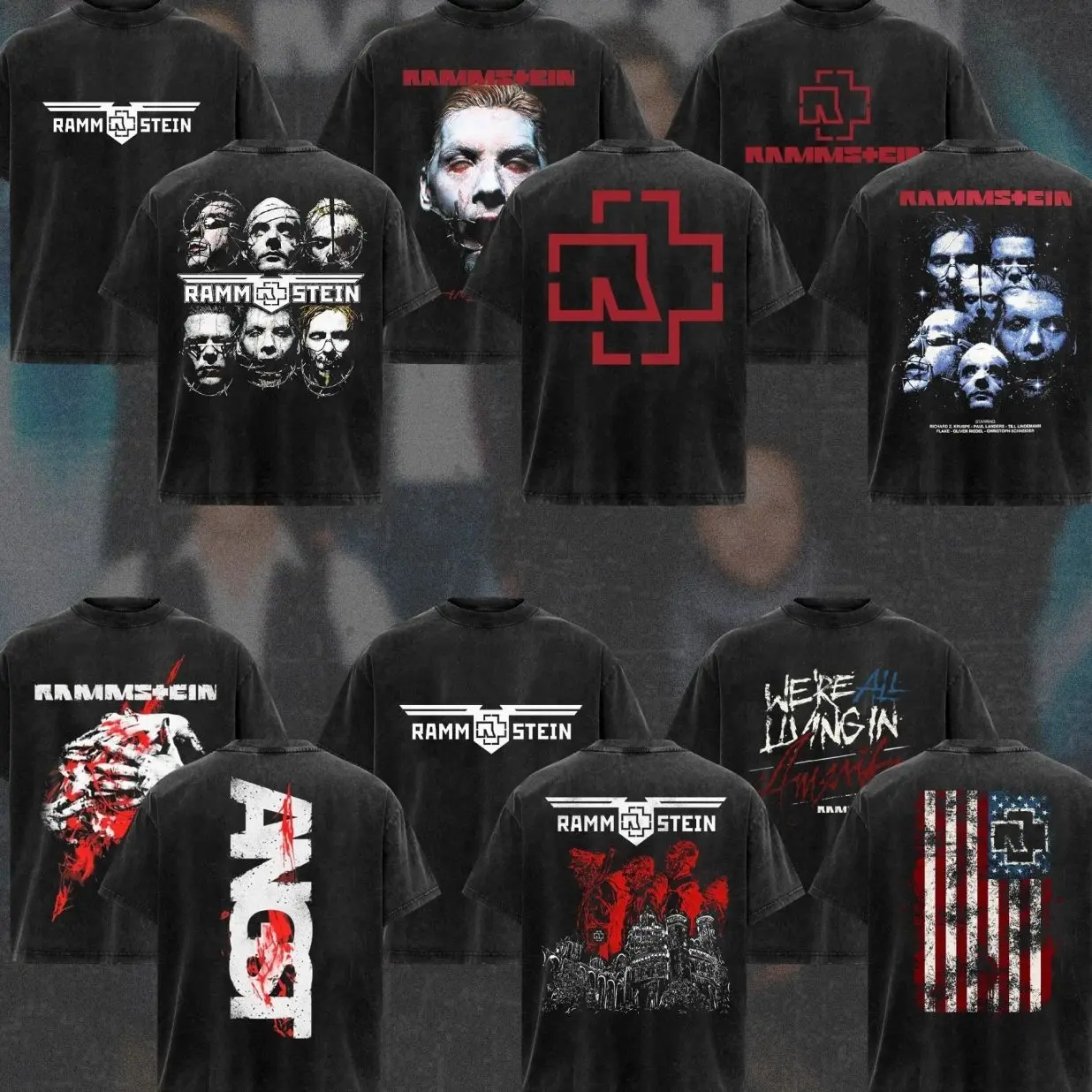 [COLLECTION] Rammstein Band T-Shirt Collection, Metal Graphic Tee, Dark Gothic Style Shirt, Heavy Music Inspired Merch, Vintage Band Tee, Alternative Apparel for Men & Women D62