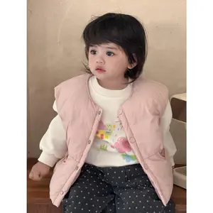 2-6Y Baby Girls Vests 2025 Autumn and Winter Clothing New Korean Children's Down Cotton Waistcoats Winter Baby Warm Thick Vest