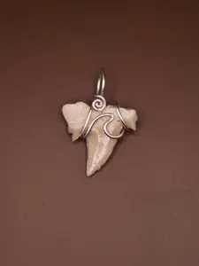 Silver Wire Wrapped Shark Tooth Necklace Pendant