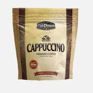Cappuccino Coffee - Instant Drink - Delicious Beverage - Bean Flavor. adaptogen latte adaptogenic coffe organic ground Mushroom Reishi Ganoderma café con