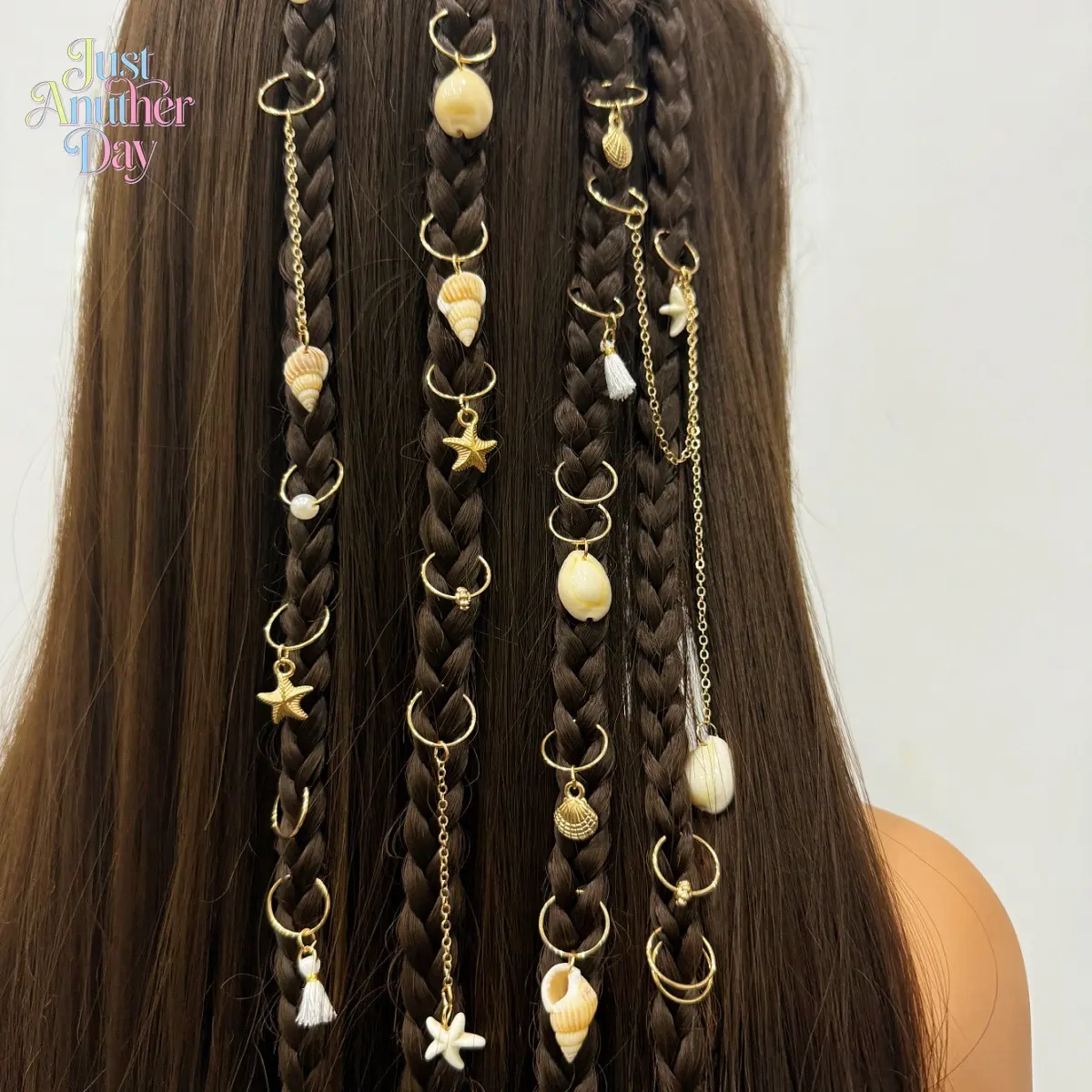 24-Piece Boho Shell Hair Ring Set, Ocean-Themed Metal Dreadlock Hair Clips with Starfish & Tassel Charms, Accessories for Women, Funky Unique Accessories for Festivals & Beach Braids