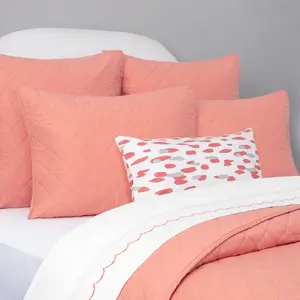Coral Diamond Quilt Sham Pair
