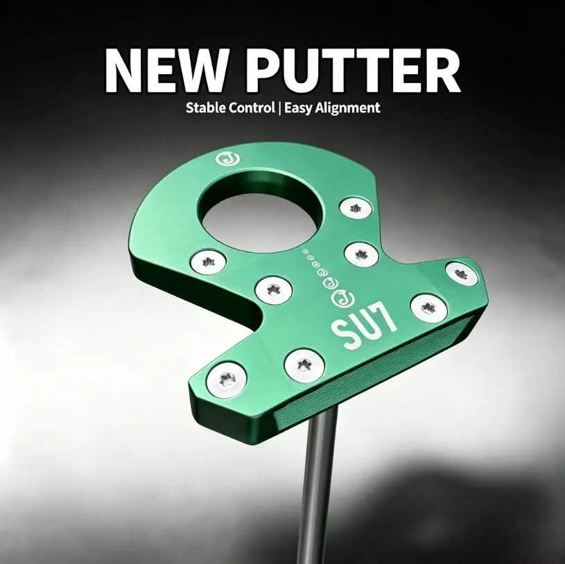 SU7 High-MOI Mallet Golf Putter, Large Head CNC Aluminum Putter with Silver Carbon Shaft, JC Black-White Aiming Hole Grip, Adjustable Weight Screws Golf Club for Men and Women Stability