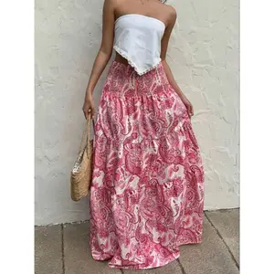 Holiday style long summer fashionable woven printed floor skirtRAIMENTRY