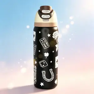 Owala 32oz Stylish Lucky Poker & Rose Insulated Drinkware - Portable Thermal Vacuum Flask, 100% Leak-Proof, BPA-Free, Ideal for Travel & Outdoor Adventures, Father's Day Gift