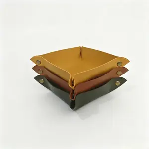 3pcs Leather Tray Set for Jewelry Keys Coins, 6 Colors, 19.99x19.99cm, Home Office Decor, Storage Organizer, Elegant Design