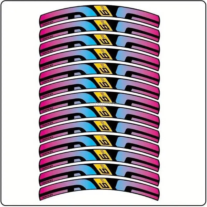 2D Flat Stickers Bike Stickers M9 Mountain Bike Wheel Set Stickers, Waterproof Sunscreen Stickers, Modified Stickers