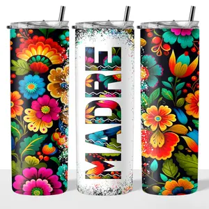 Madre Floral 20oz Steel Insulated Tumbler with Clear Lid and Reusable Straw - Flasks, Drinkware