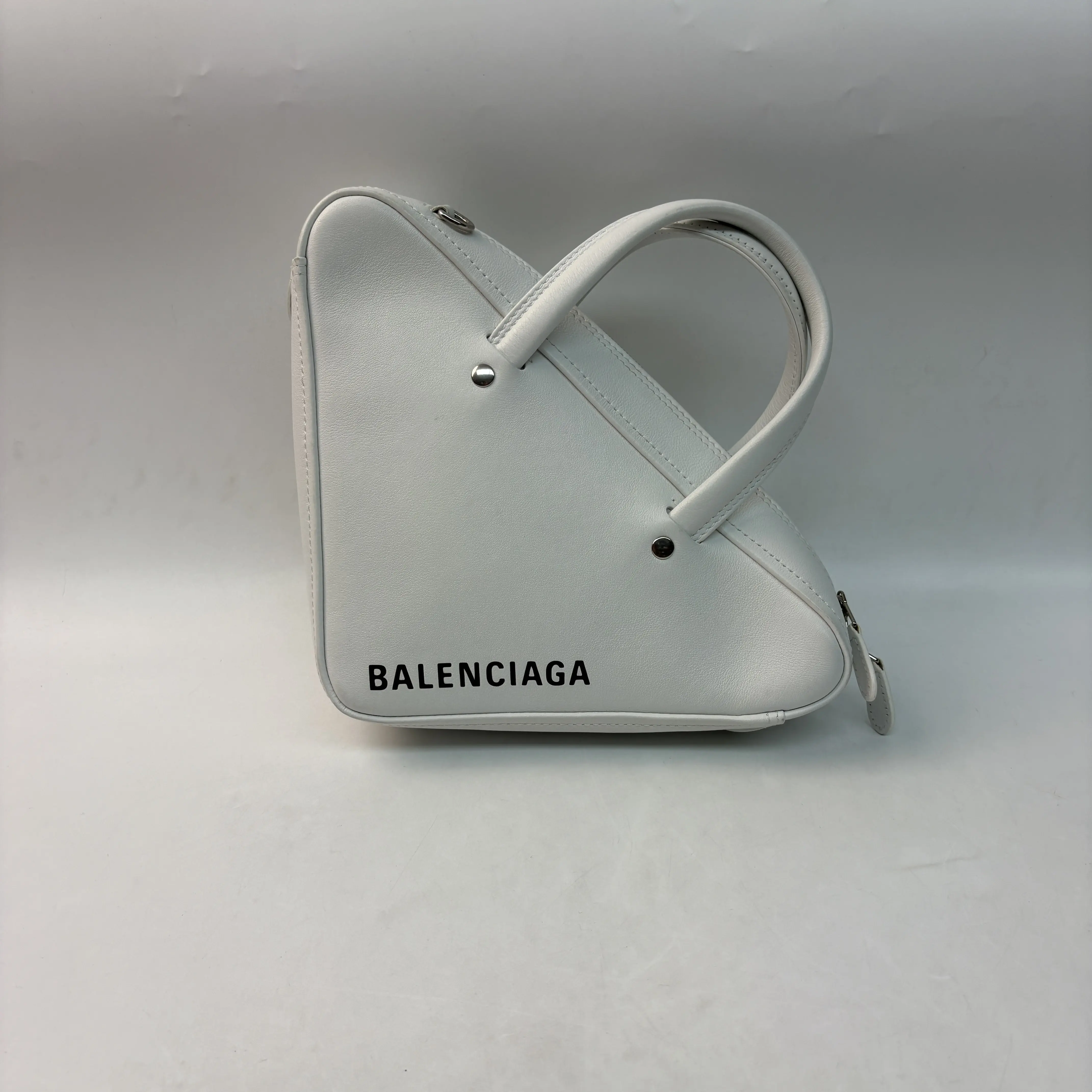 Pre-owned Calfskin Crossbody Bags Balenciaga Triangle Bag White Leather