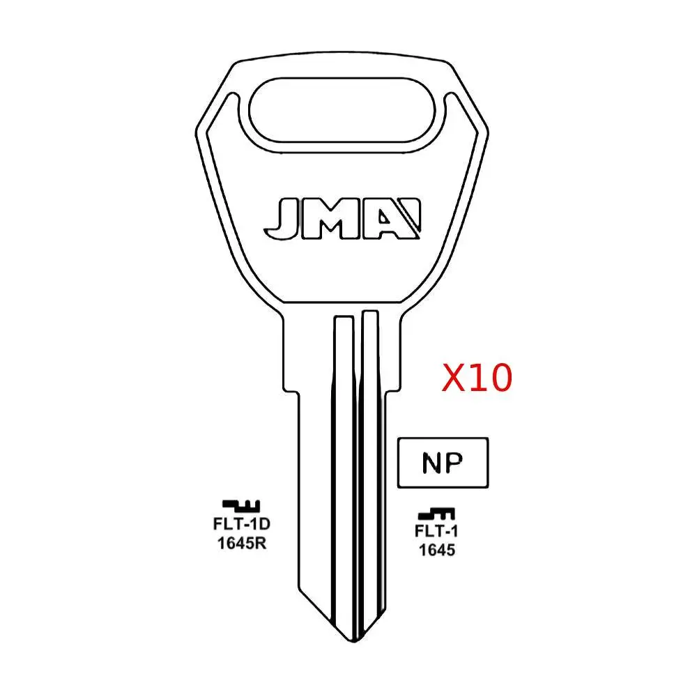 10 Pack FLT-1D 1645R RV Uncut Automotive Car Key Blanks, Commercial & Residential Compatible (Part # FLT-1D)