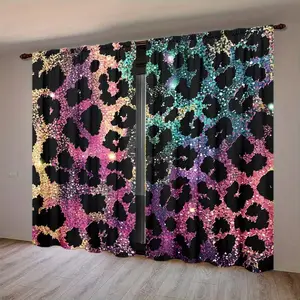 2-Piece Leopard Print Curtains, Stylish Rod Pocket Window Drapes for Bedroom & Living Room, Comfortable Atmosphere, Easy Installation