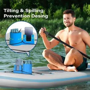 4-Pcs Spill-Proof Water Sports Holder | Secure Lanyard Mount for Kayaks & Surfboards | Tilting Design Phone & Drink Accessory