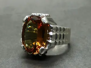 16 Carat Big Oval Cut Color Changing Lab Alexandrite Sterling Silver 925 Handmade Men's Ring