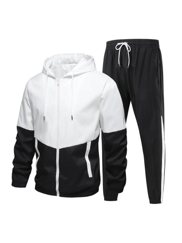 KZZ Men's Colorblock Drawstring Zip Up Hoodie & Joggers French Terry Set Casual Athletic Long Sleeve Hooded Jacket & Trousers for Fall Winter Men's Clothing for Daily Wear Summer Sportswear Indoor Outdoor Tracksuit KZZ Men's Colorblock Drawstring Zip Up Hoodie & Joggers French Terry Set Casual Athletic Long Sleeve Hooded Jacket & Trousers for Fall Winter Men's Clothing for Daily Wear Summer Sportswear Indoor Outdoor Tracksuit