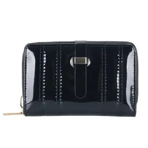 Compact Easy to Carry Women's Short Wallet PU Leather Clutch with Multiple Card Slots Coin Pocket Stylish Functional Keychain Shiny