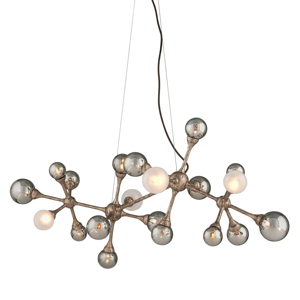 Element Linear Chandelier With Elegant Stria Gold Leaf Finish And Smoke Glass Shades