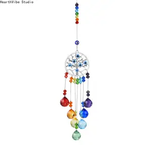 Devil's Eye Series Mother and Son Owl Garden Decoration Crystal Pendant Light and Shadow Wind Chime Crystal Sun Catcher