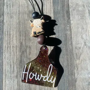 Howdy Highland Cow Car Charm