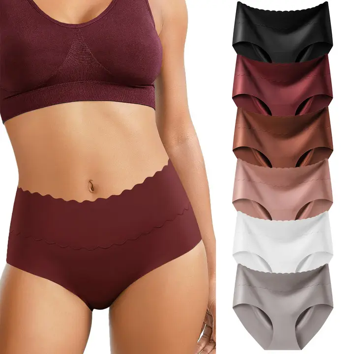 LEVAO Women's Seamless Bikini Panties, Mid Waist Full Coverage Underwear in Soft Polyester Fabric, Basic Style for Ladies, 6 Pack, Panty, Underpants, Lady, Lingerie
