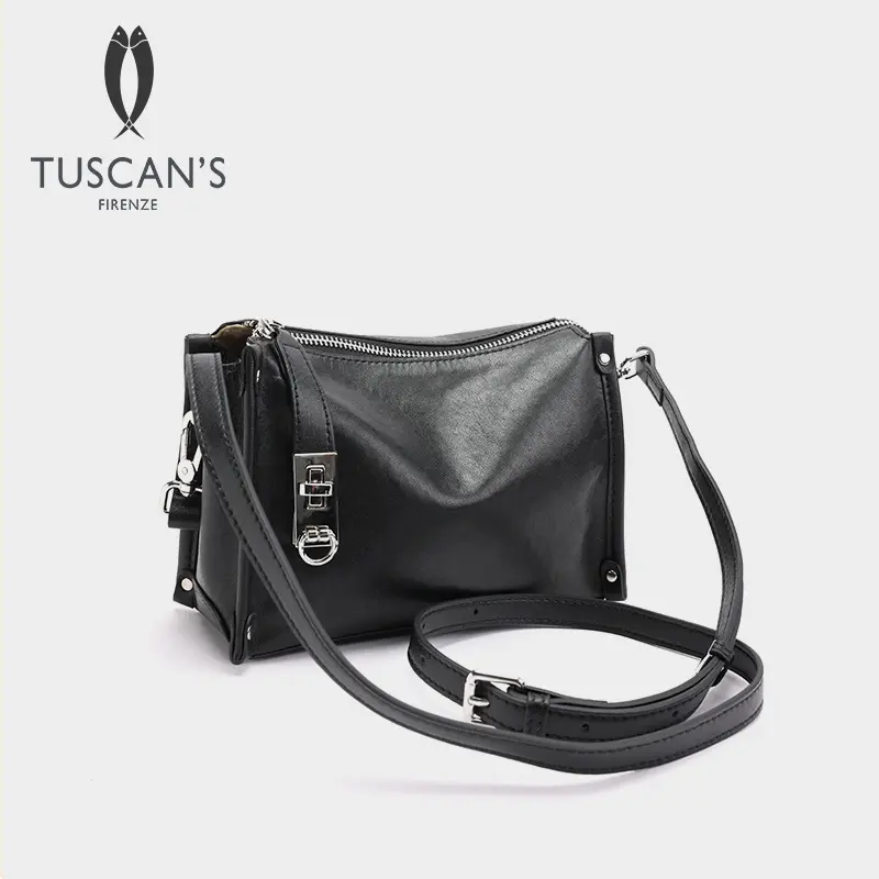 TUSCAN'S Women’s minimalist versatile small square bag made of genuine cowhide leather, suitable for commuting; can be carried on one shoulder, crossbody, or by hand.