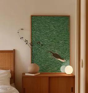 [No Frame] Otter Swimming Poster, Japanese-Style Minimal Wildlife Print