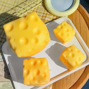 Squishy Cheese Block - Yellow, moldable fidget Toy with Squeeze Feature, Ideal for Play and Relaxation Give away exquisite small gifts Easter