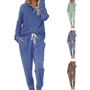 Two Piece Outfits for Women Lounge Sets Button Down Sweatshirt Sweatpants Sweatsuits Set with Pockets