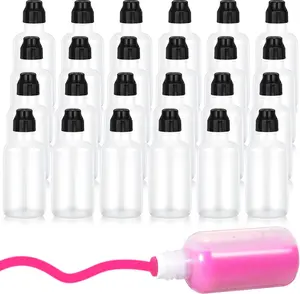 24 Pieces Empty 2 Ounce Paint Daubers Bottles Handy Sponge Tip Refillable Squeeze Bingo Marker for Graffiti Art Wooden Boards Cloth Crafts Game Supplies(Black)