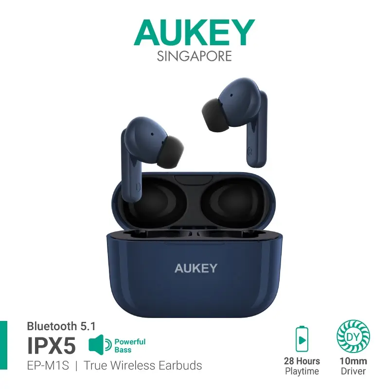 AUKEY TWS Wireless Bluetooth Earphone Blue Audio Earbud EP-M1S airpodspro2 airpods3generation
