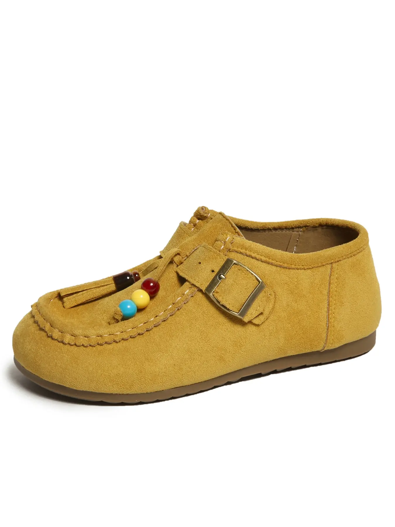 New Trendy Women's Kangaroo Retro Slip-On Shoes, Round Toe Flats, Thick Sole Casual Footwear, Versatile Outdoor Wear, Comfortable Single Shoe Design
